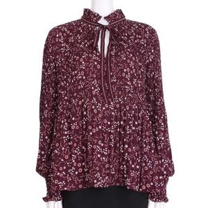 Max Studio Burgundy Floral Blouse